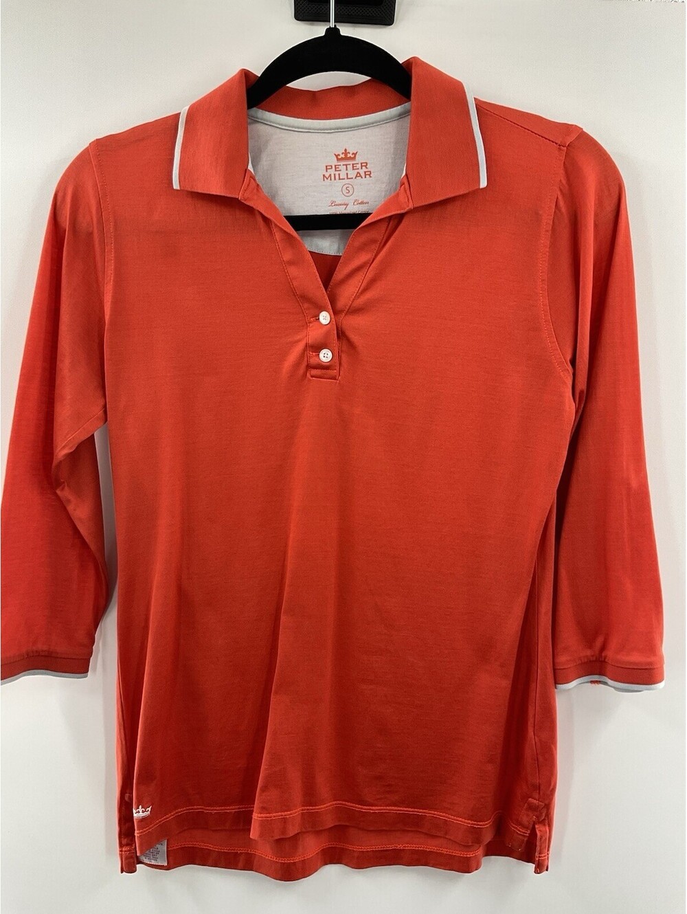 Peter Millar women’s size small three-quarter sleeves polo orange 086